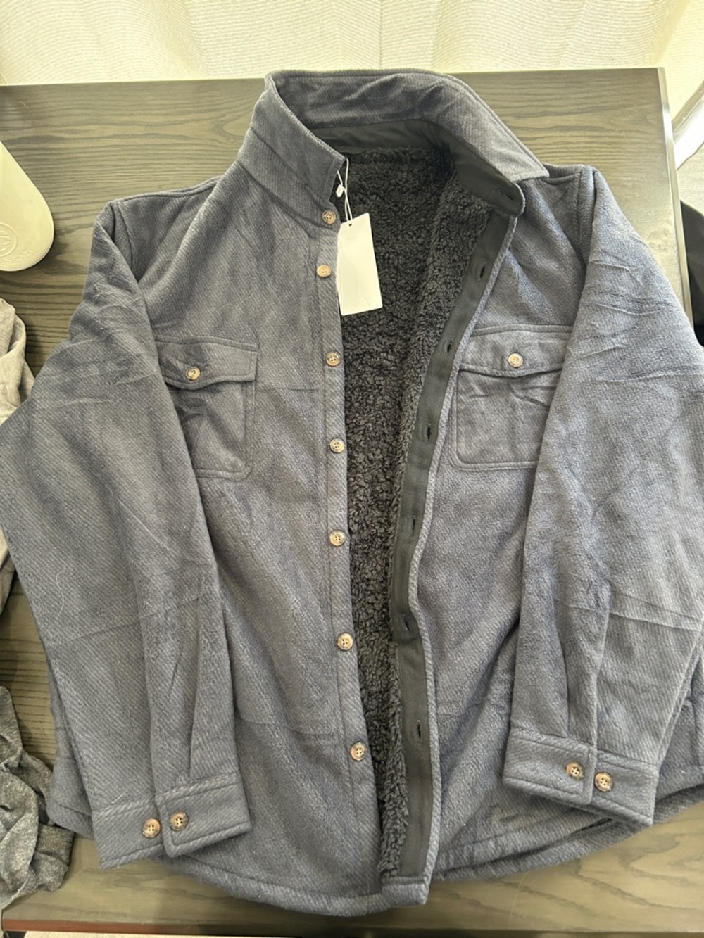 Men's Sherpa-Lined Button Jacket - Navy